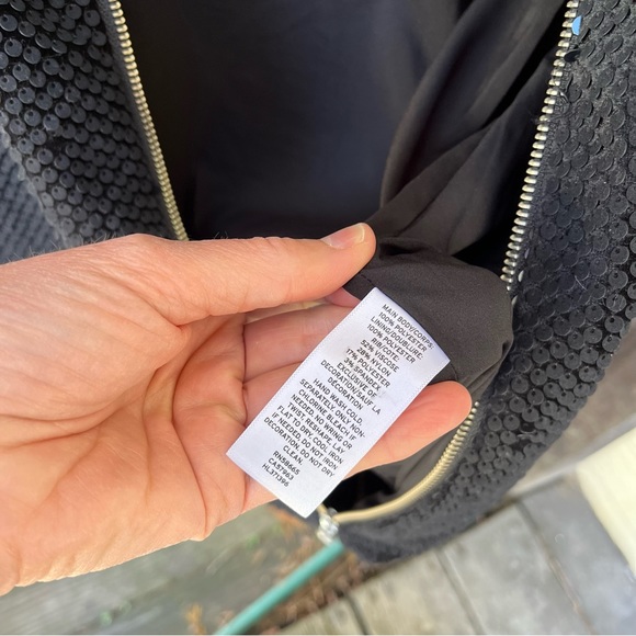 Trouve Black Sequined Zip Up Jacket Sz S - Picture 8 of 15